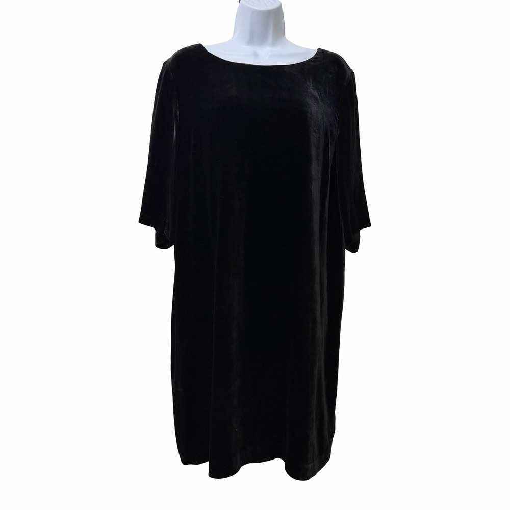 Aritzia Babaton Reynold Velour Silk Blend Shift Mini Dress‎ Size L Black Event